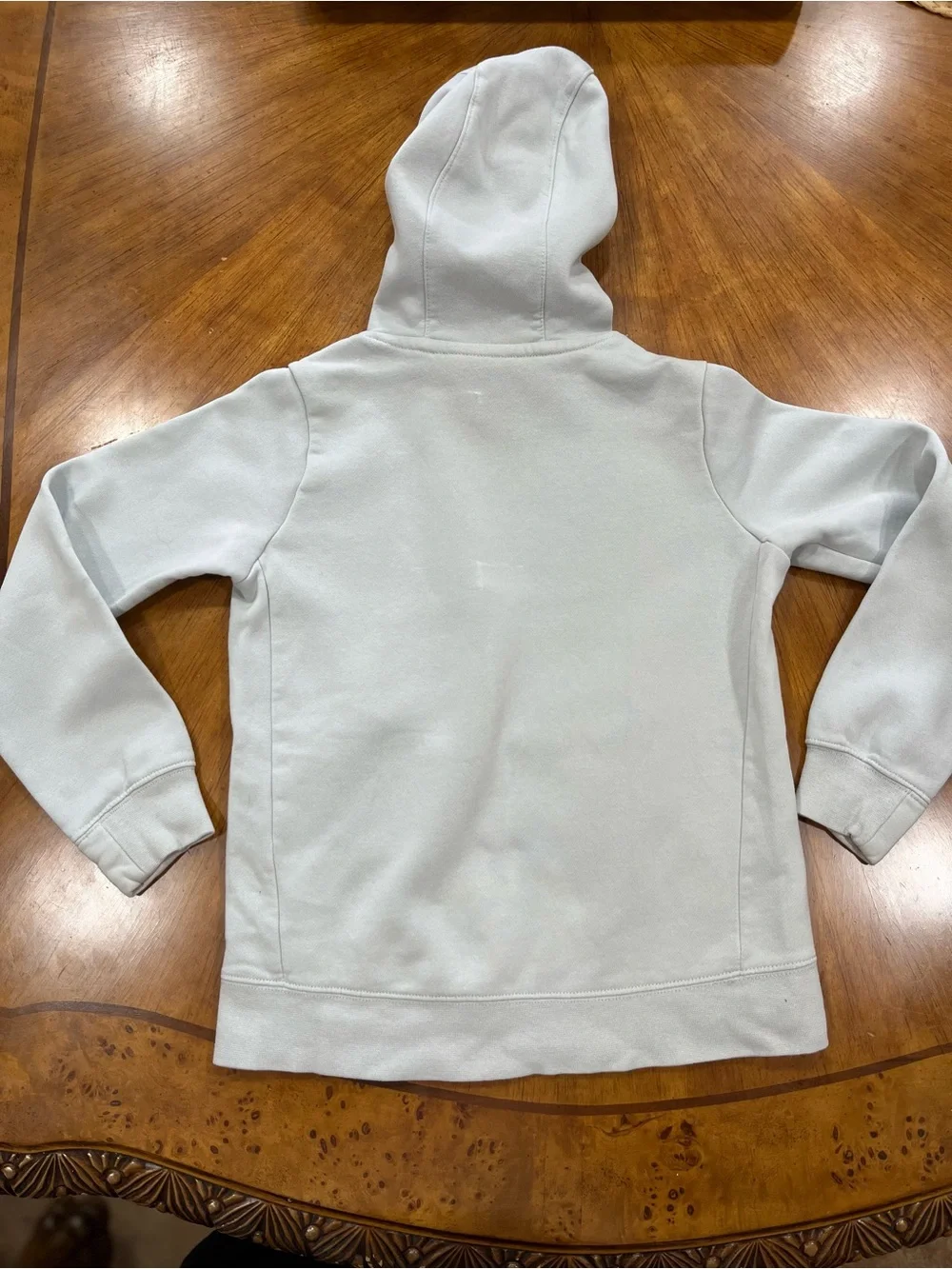Nike Light Gray Hoodie with Blue Logo - Kids